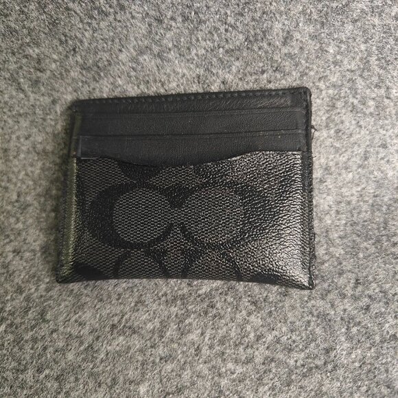 Coach F58110 Men’s ID Card Case – Signature Canvas Charcoal/Black | Used - Picture 1 of 3
